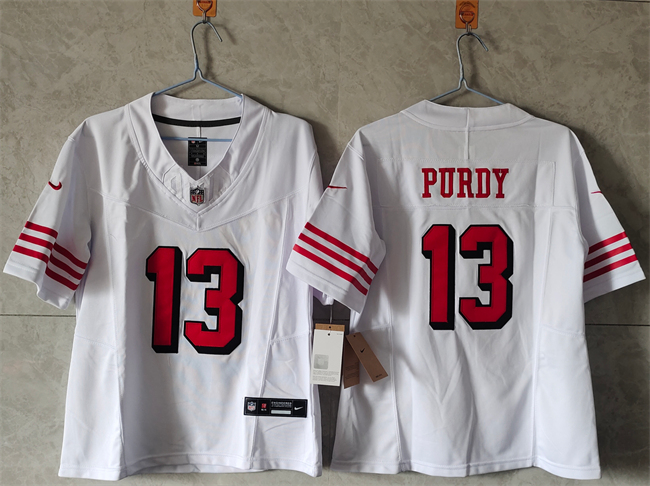 Women's San Francisco 49ers #13 Brock Purdy New White F.U.S.E Vapor Untouchable Stitched Jersey(Run Small)